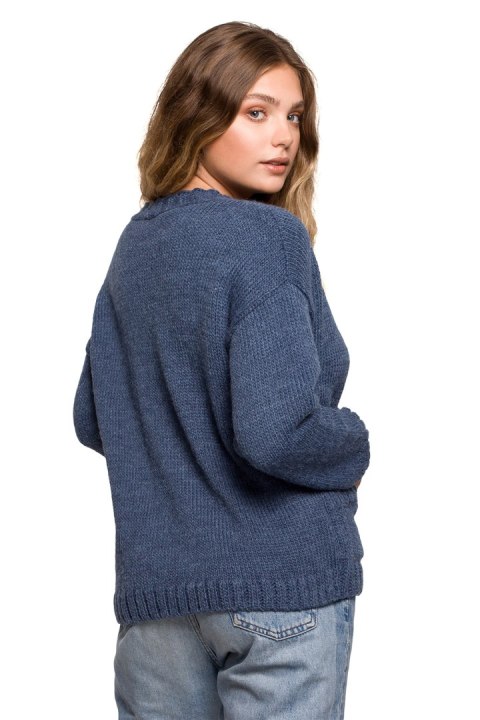 Sweter Kardigan Model BK074 Blue - BE Knit - L/XL Sweter Kardigan Model BK074 Blue - BE Knit - L/XL