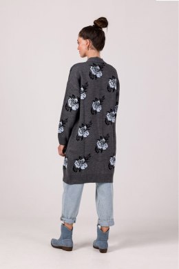 Sweter Kardigan Model BK102 Grafit - BE Knit - uniwersalny