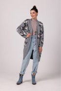 Sweter Kardigan Model BK102 Popiel - BE Knit - uniwersalny