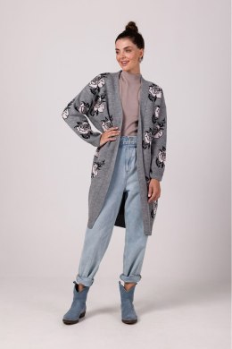 Sweter Kardigan Model BK102 Popiel - BE Knit - uniwersalny