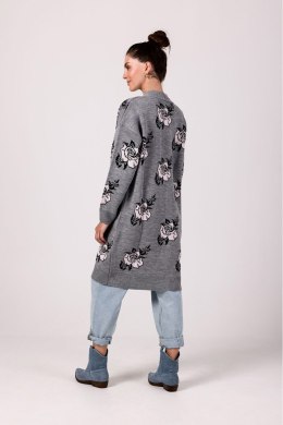 Sweter Kardigan Model BK102 Popiel - BE Knit - uniwersalny