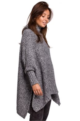 Sweter Ponczo Model BK049 Antracyt - BE Knit - uniwersalny