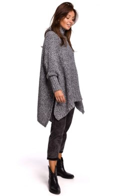 Sweter Ponczo Model BK049 Antracyt - BE Knit - uniwersalny