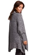 Sweter Ponczo Model BK049 Antracyt - BE Knit - uniwersalny Sweter Ponczo Model BK049 Antracyt - BE Knit - uniwersalny