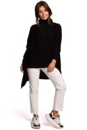 Sweter Ponczo Model BK049 Black - BE Knit - uniwersalny Sweter Ponczo Model BK049 Black - BE Knit - uniwersalny