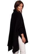 Sweter Ponczo Model BK049 Black - BE Knit - uniwersalny Sweter Ponczo Model BK049 Black - BE Knit - uniwersalny