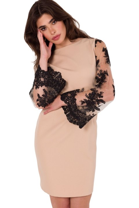 Sukienka Model K182 Beige - Makover - L Sukienka Model K182 Beige - Makover - L