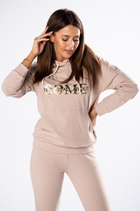 Bluza Damska Model Gold Letters M80420 Beige - Vittoria Ventini - S Bluza Damska Model Gold Letters M80420 Beige - Vittoria Ventini - S