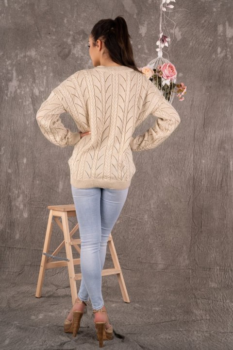 Sweter Damski Model Marynesta Beige - Merribel - uniwersalny Sweter Damski Model Marynesta Beige - Merribel - uniwersalny
