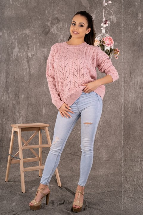 Sweter Damski Model Marynesta Powder Pink - Merribel - uniwersalny Sweter Damski Model Marynesta Powder Pink - Merribel - uniwersalny