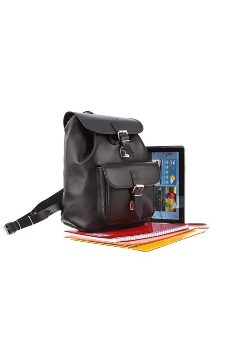 Duży plecak skórzany Vintage P38 Black - Verosoft - uniwersalny