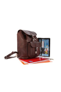 Duży plecak skórzany Vintage P38 Brown - Verosoft - uniwersalny