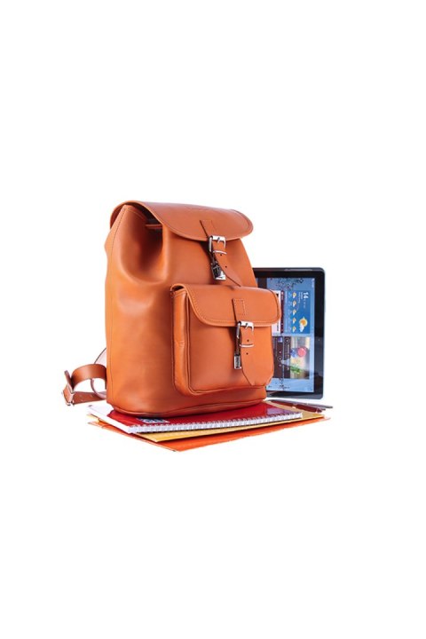 Duży plecak skórzany Vintage P38 Cognac - Verosoft - uniwersalny