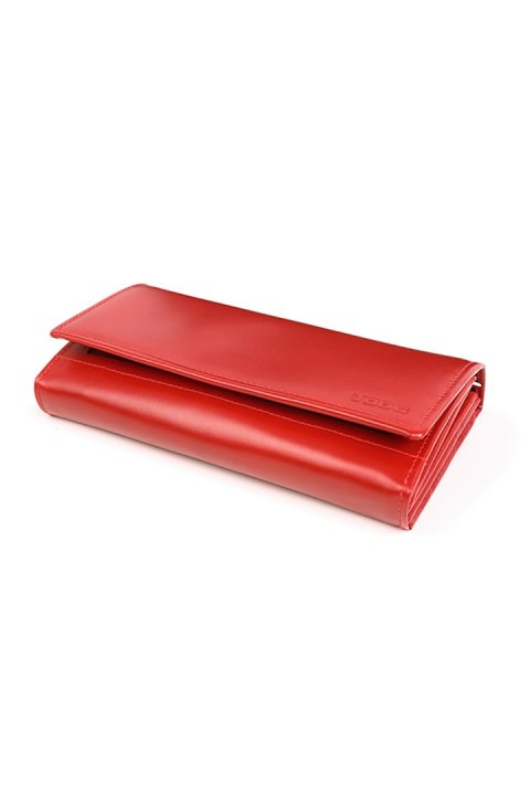 Duży skórzany portfel damski PPD5 Red - Verosoft - uniwersalny
