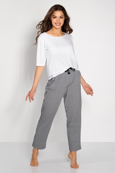 Piżama Damska Model Alexandra White/Black - Momenti Per Me - XL