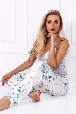 Piżama Damska Model Camila Silver/ Off White - Momenti Per Me - XL