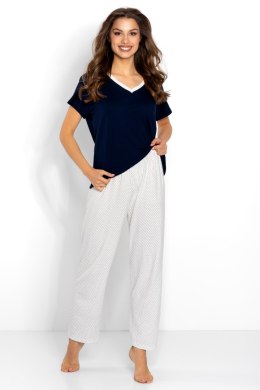 Piżama Damska Model Cindy Navy/Ecru - Momenti Per Me - XL
