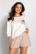 Piżama Damska Model Ella Ecru/Powder Pink - Momenti Per Me - S
