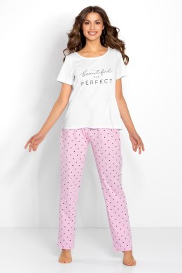 Piżama Damska Model Flawless White/Pink - Momenti Per Me - XL