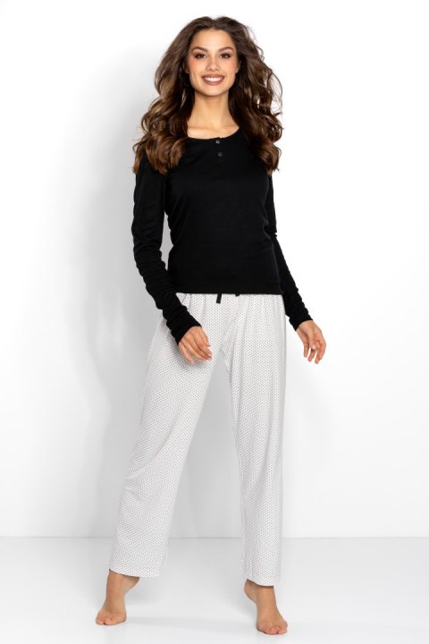 Piżama Damska Model Naomi Black/Ecru - Momenti Per Me - XL Piżama Damska Model Naomi Black/Ecru - Momenti Per Me - XL