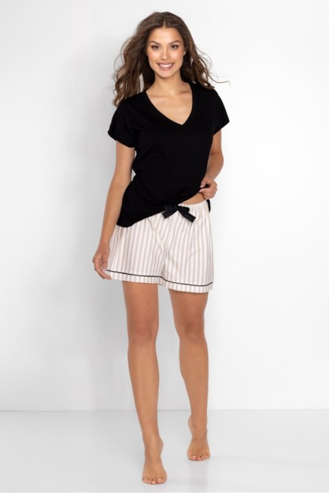 Piżama Damska Model Venus Black/Beige - Momenti Per Me - s Piżama Damska Model Venus Black/Beige - Momenti Per Me - s