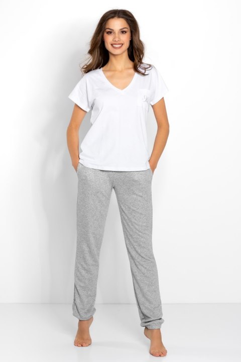 Piżama Komplet Model Chill Out White/Grey - Momenti Per Me - M Piżama Komplet Model Chill Out White/Grey - Momenti Per Me - M