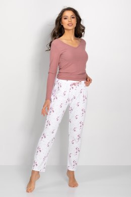 Piżama Damska Model Anabelle Rose/White - Momenti Per Me - XL