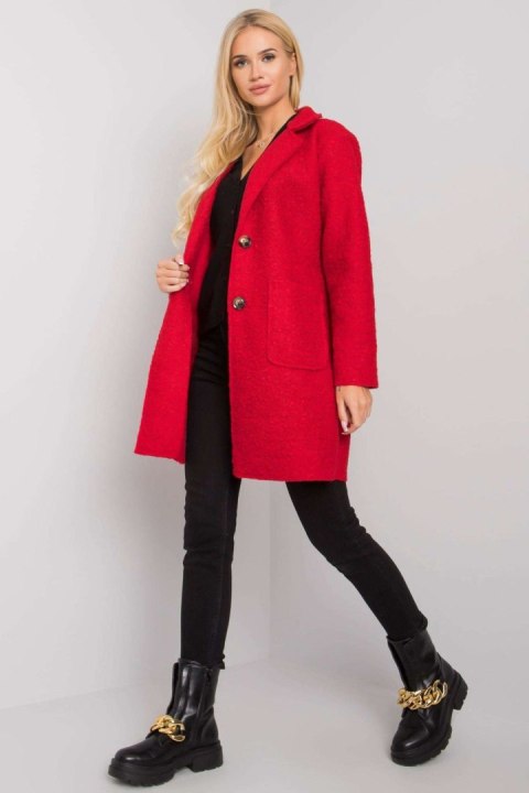 Płaszcz Damski Model TW-PL-BI-21717.40P Red - Och Bella - uniwersalny Płaszcz Damski Model TW-PL-BI-21717.40P Red - Och Bella - uniwersalny