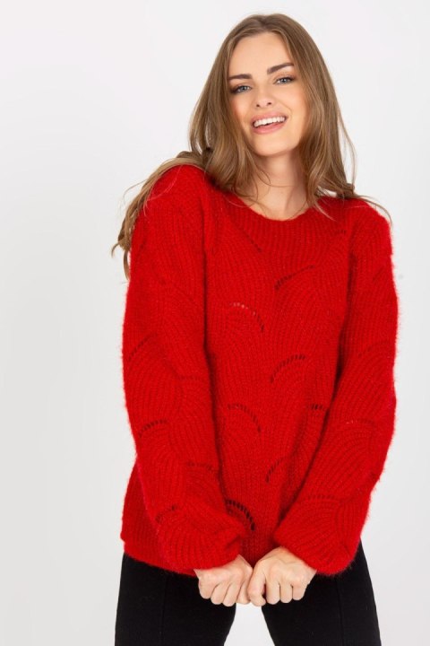 Sweter Damski Model TW-SW-BI-9030.08 Dark Red - Och Bella - uniwersalny Sweter Damski Model TW-SW-BI-9030.08 Dark Red - Och Bella - uniwersalny