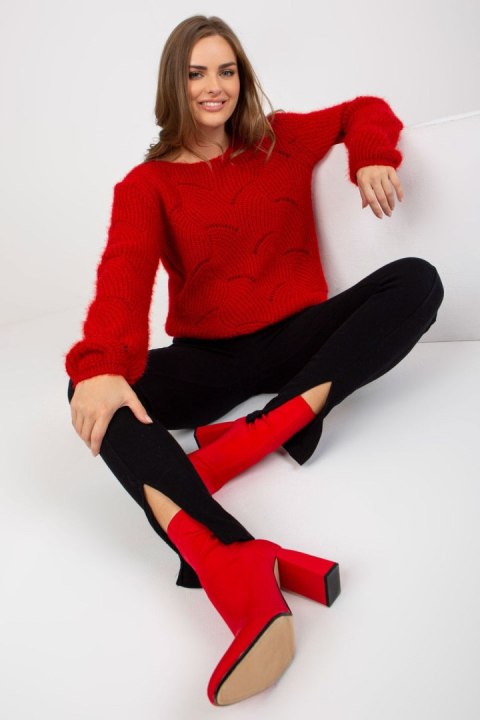 Sweter Damski Model TW-SW-BI-9030.08 Dark Red - Och Bella - uniwersalny Sweter Damski Model TW-SW-BI-9030.08 Dark Red - Och Bella - uniwersalny