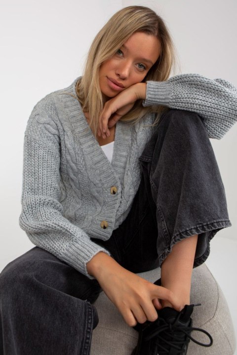 Sweter Kardigan Model TW-SW-BI-6030.02 Grey - Och Bella - uniwersalny Sweter Kardigan Model TW-SW-BI-6030.02 Grey - Och Bella - uniwersalny