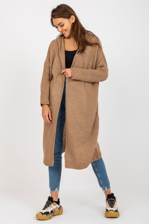 Sweter Kardigan Model TW-SW-BI-M56.35 Dark Beige - Och Bella - uniwersalny Sweter Kardigan Model TW-SW-BI-M56.35 Dark Beige - Och Bella - uniwersalny