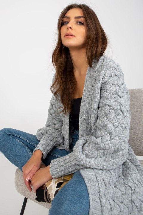 Sweter Kardigan Model TW-SW-BL-2693.36X Grey - Och Bella - uniwersalny Sweter Kardigan Model TW-SW-BL-2693.36X Grey - Och Bella - uniwersalny