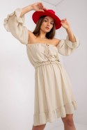 Sukienka Model TW-SK-BI-1189.47 Beige - Och Bella - uniwersalny Sukienka Model TW-SK-BI-1189.47 Beige - Och Bella - uniwersalny