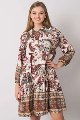 Sukienka Model TW-SK-BI-H3806.34X White/Brown - Och Bella - uniwersalny