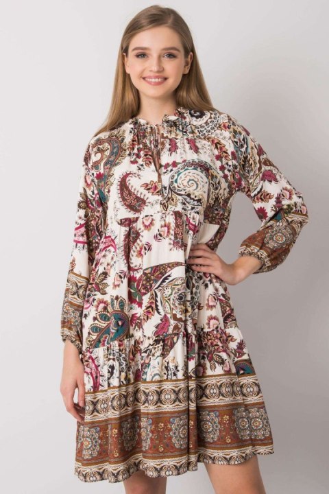 Sukienka Model TW-SK-BI-H3806.34X White/Brown - Och Bella - uniwersalny