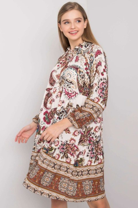 Sukienka Model TW-SK-BI-H3806.34X White/Brown - Och Bella - uniwersalny Sukienka Model TW-SK-BI-H3806.34X White/Brown - Och Bella - uniwersalny