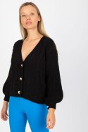 Sweter Kardigan Model TW-SW-BI-6030.02 Black - Och Bella - uniwersalny Sweter Kardigan Model TW-SW-BI-6030.02 Black - Och Bella - uniwersalny