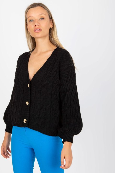 Sweter Kardigan Model TW-SW-BI-6030.02 Black - Och Bella - uniwersalny Sweter Kardigan Model TW-SW-BI-6030.02 Black - Och Bella - uniwersalny