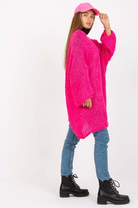 Sweter Kardigan Model TW-SW-BI-M2202.29X Fluo Pink - Och Bella - uniwersalny Sweter Kardigan Model TW-SW-BI-M2202.29X Fluo Pink - Och Bella - uniwersalny