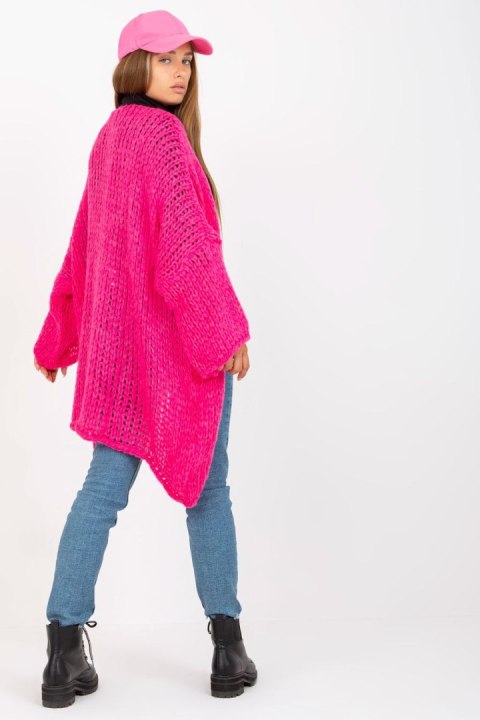 Sweter Kardigan Model TW-SW-BI-M2202.29X Fluo Pink - Och Bella - uniwersalny Sweter Kardigan Model TW-SW-BI-M2202.29X Fluo Pink - Och Bella - uniwersalny