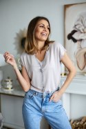 Bluzka Model M298 Grey/Lila/Lurex - La Aurora - 42 Bluzka Model M298 Grey/Lila/Lurex - La Aurora - 42
