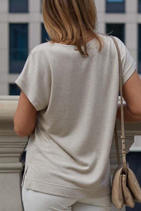 Bluzka Model M386/1 Lurex/Beige - La Aurora - 44 Bluzka Model M386/1 Lurex/Beige - La Aurora - 44
