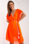 Sukienka Model DHJ-SK-1508.12 Fluo Orange - Italy Moda - uniwersalny Sukienka Model DHJ-SK-1508.12 Fluo Orange - Italy Moda - uniwersalny