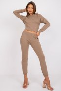 Spodnie Komplet Model EM-KMPL-378.04 Dark Beige - Ex Moda - M Spodnie Komplet Model EM-KMPL-378.04 Dark Beige - Ex Moda - M