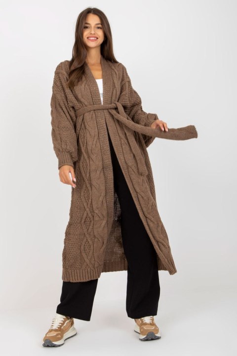 Sweter Kardigan Model LC-SW-8020.16P Brown - Rue Paris - uniwersalny Sweter Kardigan Model LC-SW-8020.16P Brown - Rue Paris - uniwersalny