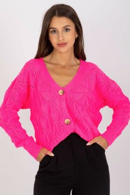 Sweter Kardigan Model LC-SW-8035.06X Fluo Pink - Rue Paris - uniwersalny