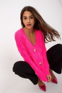 Sweter Kardigan Model LC-SW-8035.06X Fluo Pink - Rue Paris - uniwersalny Sweter Kardigan Model LC-SW-8035.06X Fluo Pink - Rue Paris - uniwersalny