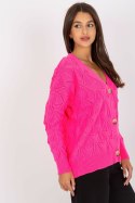 Sweter Kardigan Model LC-SW-8035.06X Fluo Pink - Rue Paris - uniwersalny Sweter Kardigan Model LC-SW-8035.06X Fluo Pink - Rue Paris - uniwersalny