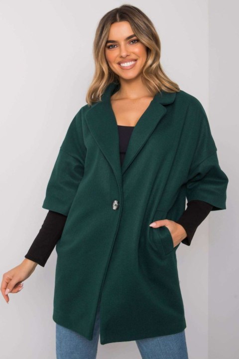 Płaszcz Damski Model CHA-PL-0409.30X Dark Green - Rue Paris - S/M Płaszcz Damski Model CHA-PL-0409.30X Dark Green - Rue Paris - S/M